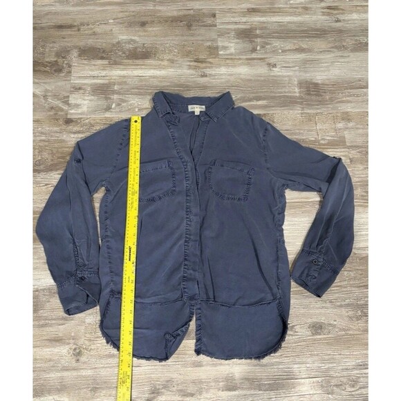 Anthropologie Cloth & Stone Tencel Button Front Long Sleeve Blouse Hi-low Large - Picture 2 of 6